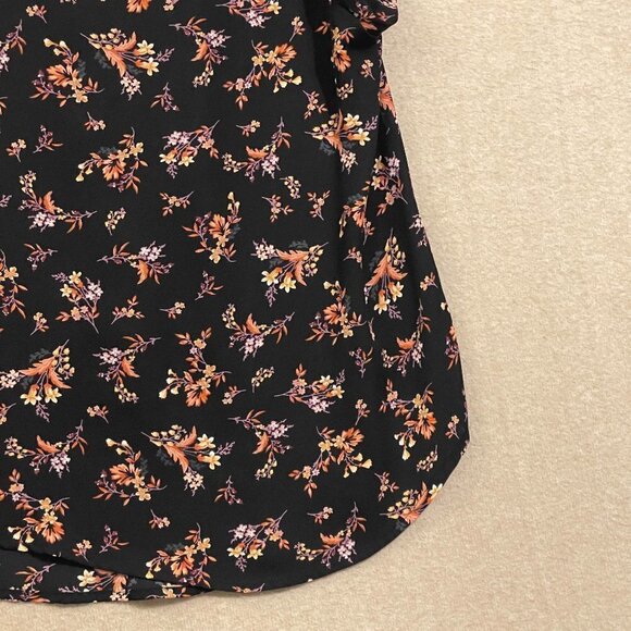 Alice Blue Blouse Women's Medium Black Leaf Print Short Sleeves - Picture 11 of 11